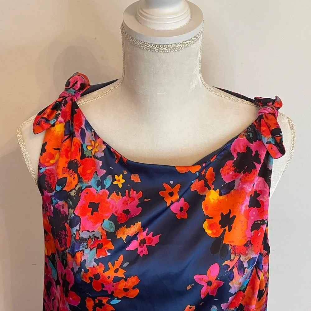 👗 Evan Picone Vintage Colorful Floral Sleeveless  Dress. From 1990,s. 👗 - Picture 6 of 9